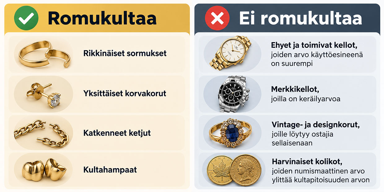 Romukulta ja esineet, joita ei kannata myydä romukultana